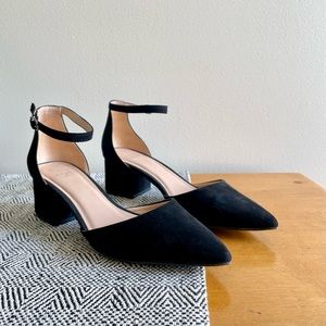 A New Day | Nata Black Suede Ankle Pumps